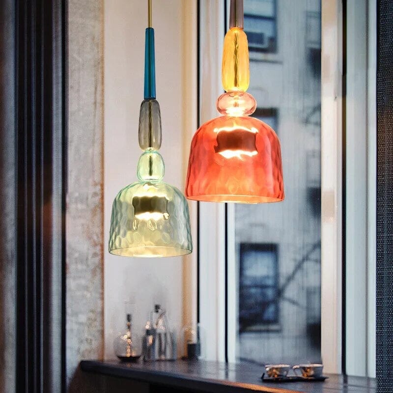 NovaCandy Color Glass Pendant Lights in Nordic Brass