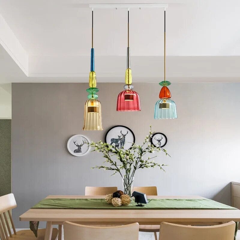 NovaCandy Color Glass Pendant Lights in Nordic Brass