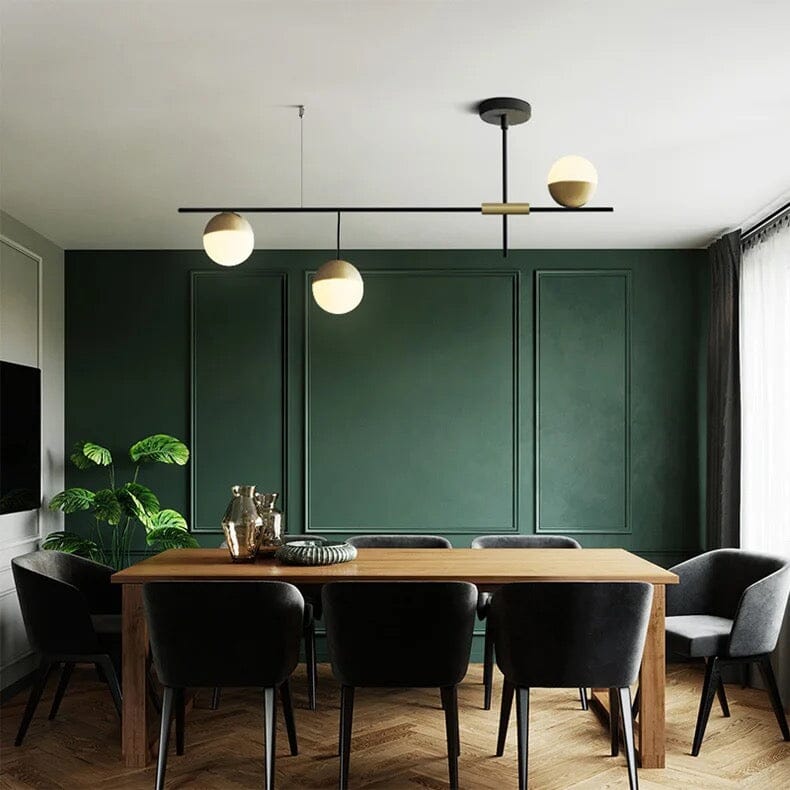 NebulaBean Orb Chandelier in Black Metal with Soft Glow