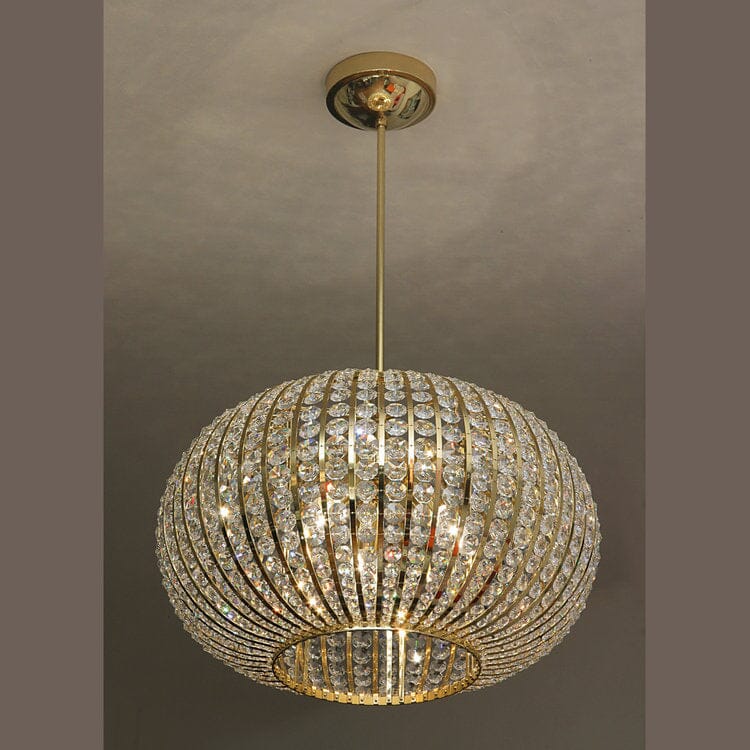 Vellara Crystal Chandelier Flush-Mount with Brass Accents