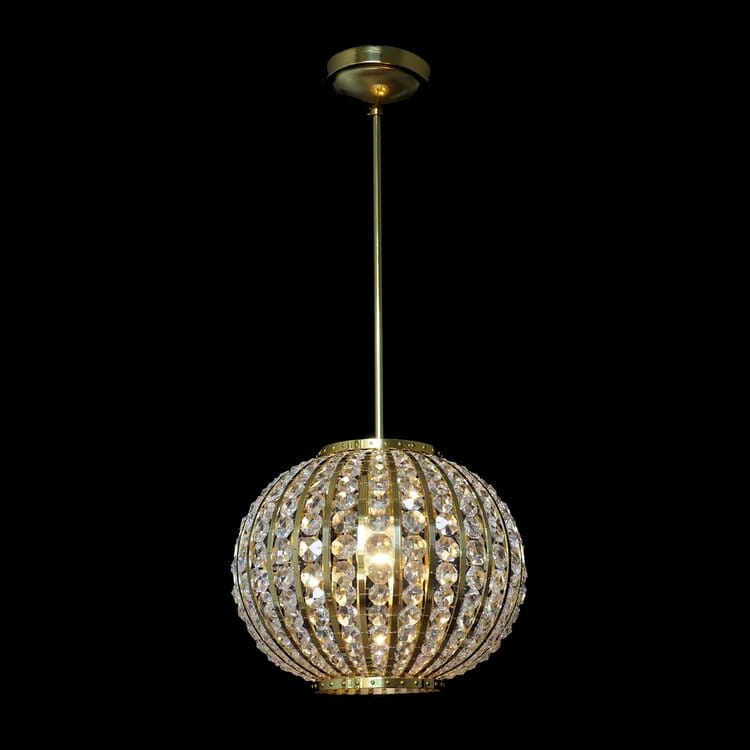 Vellara Crystal Chandelier Flush-Mount with Brass Accents
