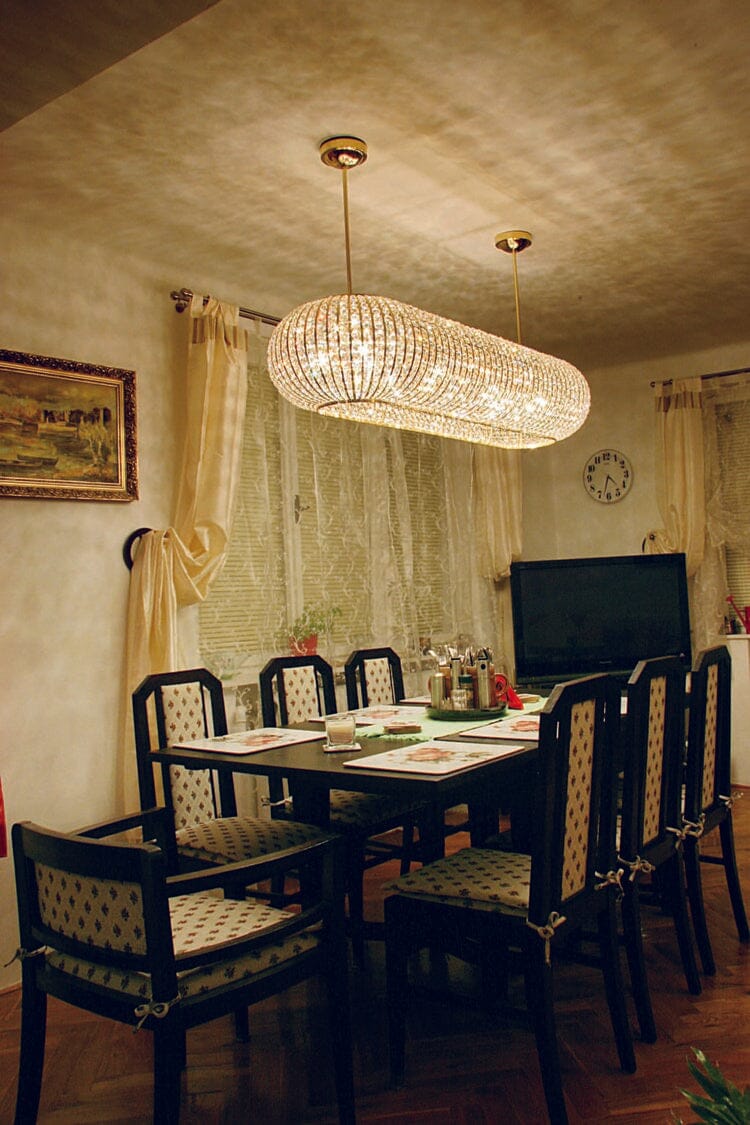 Vellara Crystal Chandelier Flush-Mount with Brass Accents