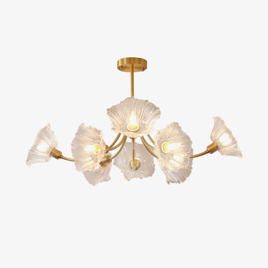 Liora Floral Glass Chandelier With Delicate Petal Design