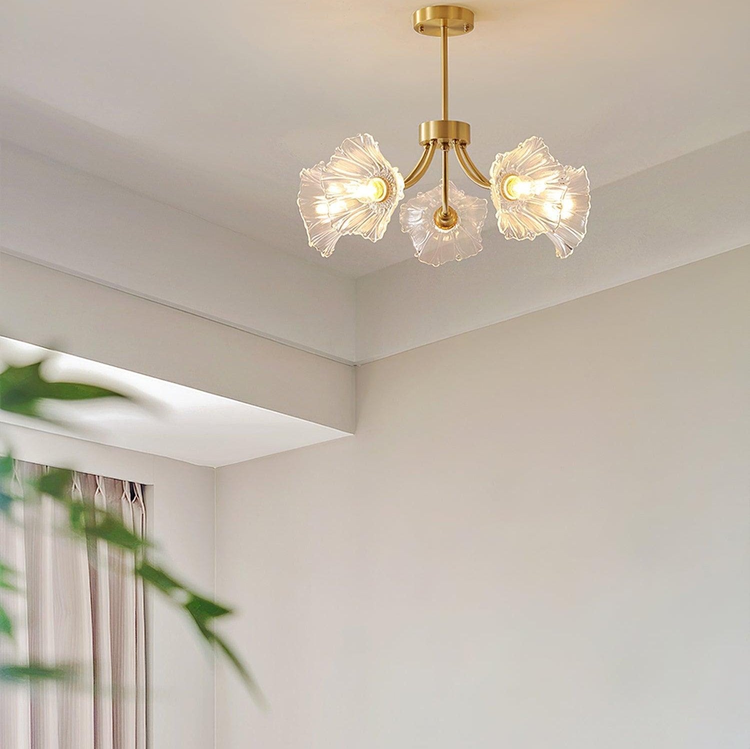 Liora Floral Glass Chandelier With Delicate Petal Design