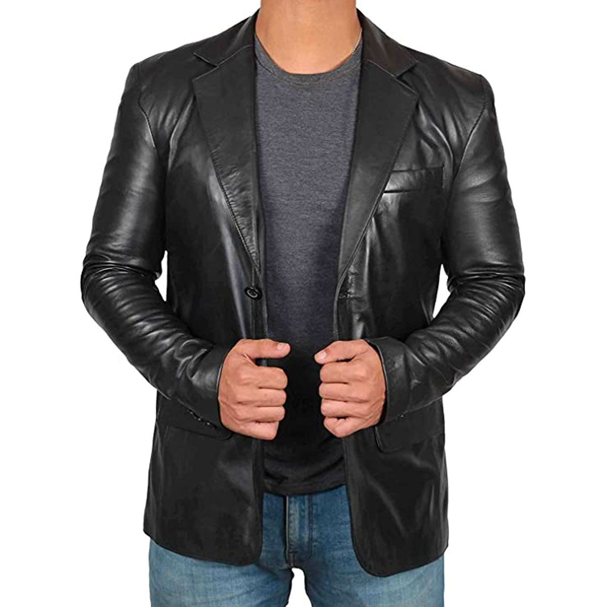Premium Leather Blazer | Modern Cut Black Lambskin | Svulp