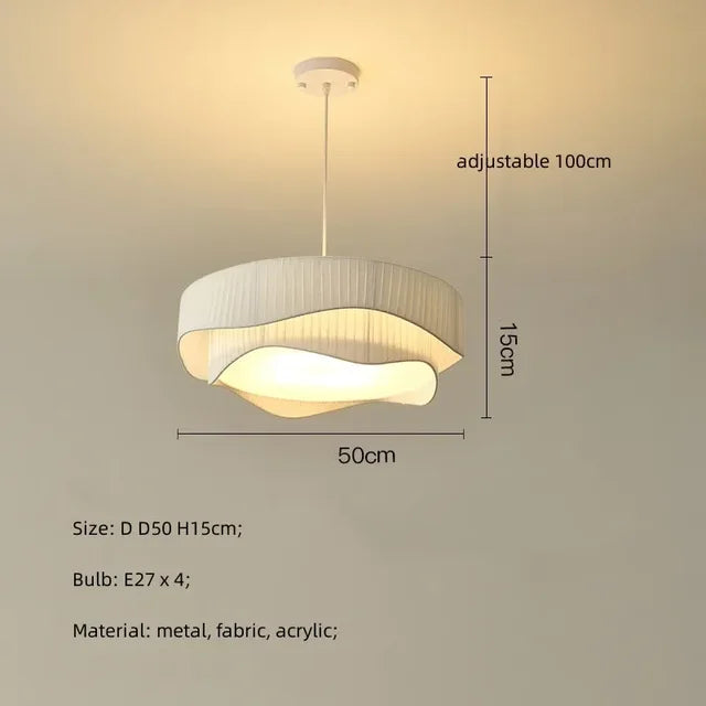 Aurelia Pleated Fabric Pendant Lamp with Soft Glow Ambience