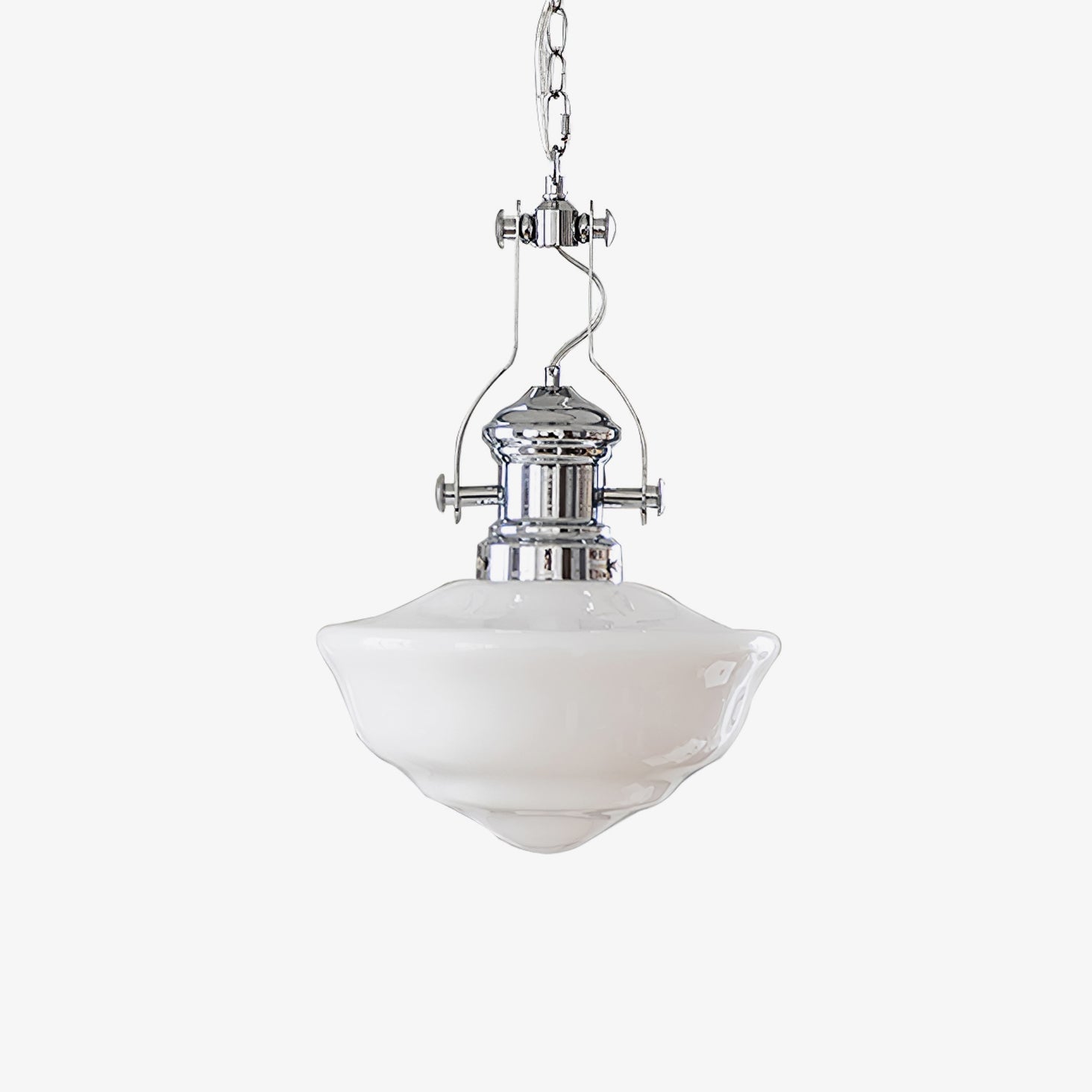 NovaLume Glass and Metal Pendant Light in Modern Schoolhouse Style