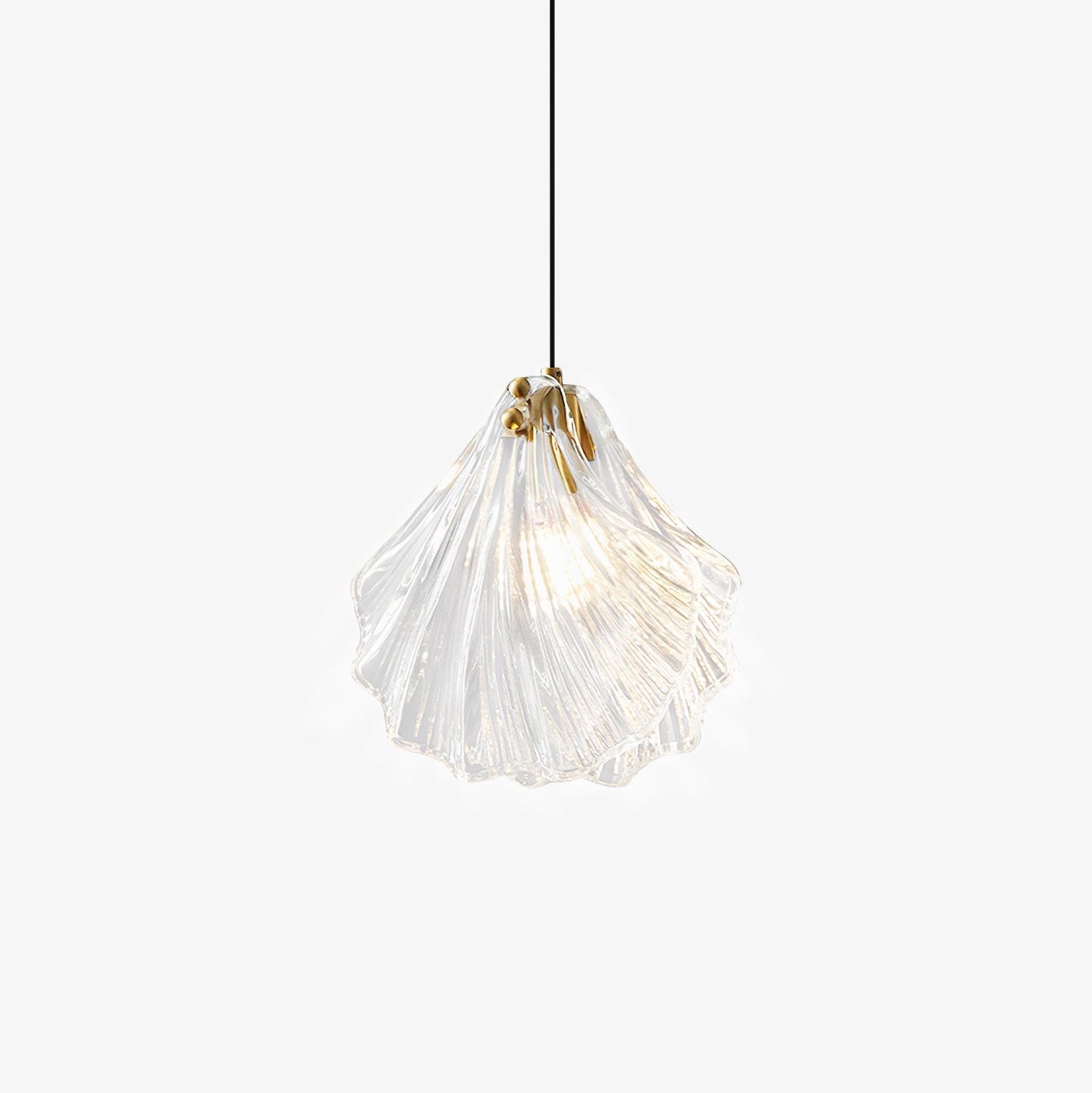 Aurelle Glass and Brass Mini Coastal Shell Pendant Light