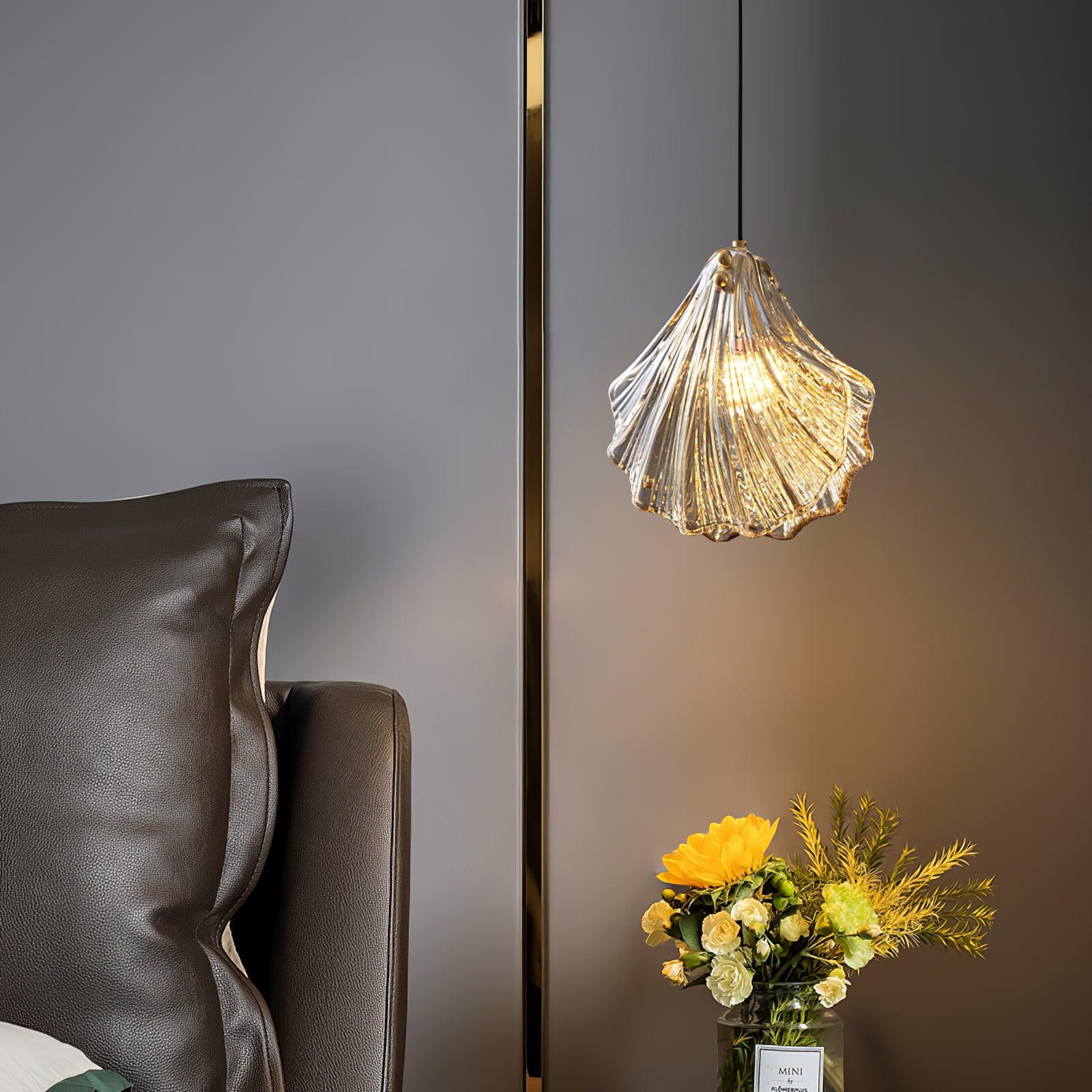 Aurelle Glass and Brass Mini Coastal Shell Pendant Light