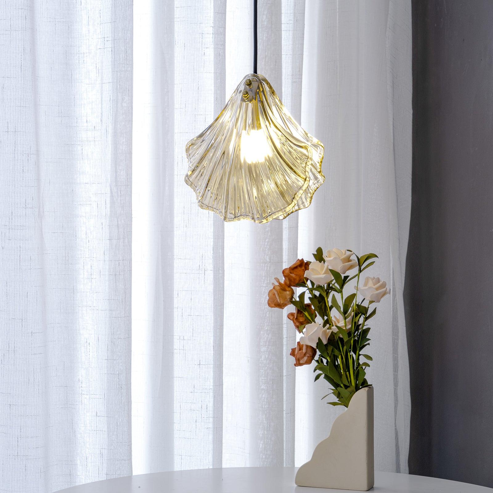 Aurelle Glass and Brass Mini Coastal Shell Pendant Light