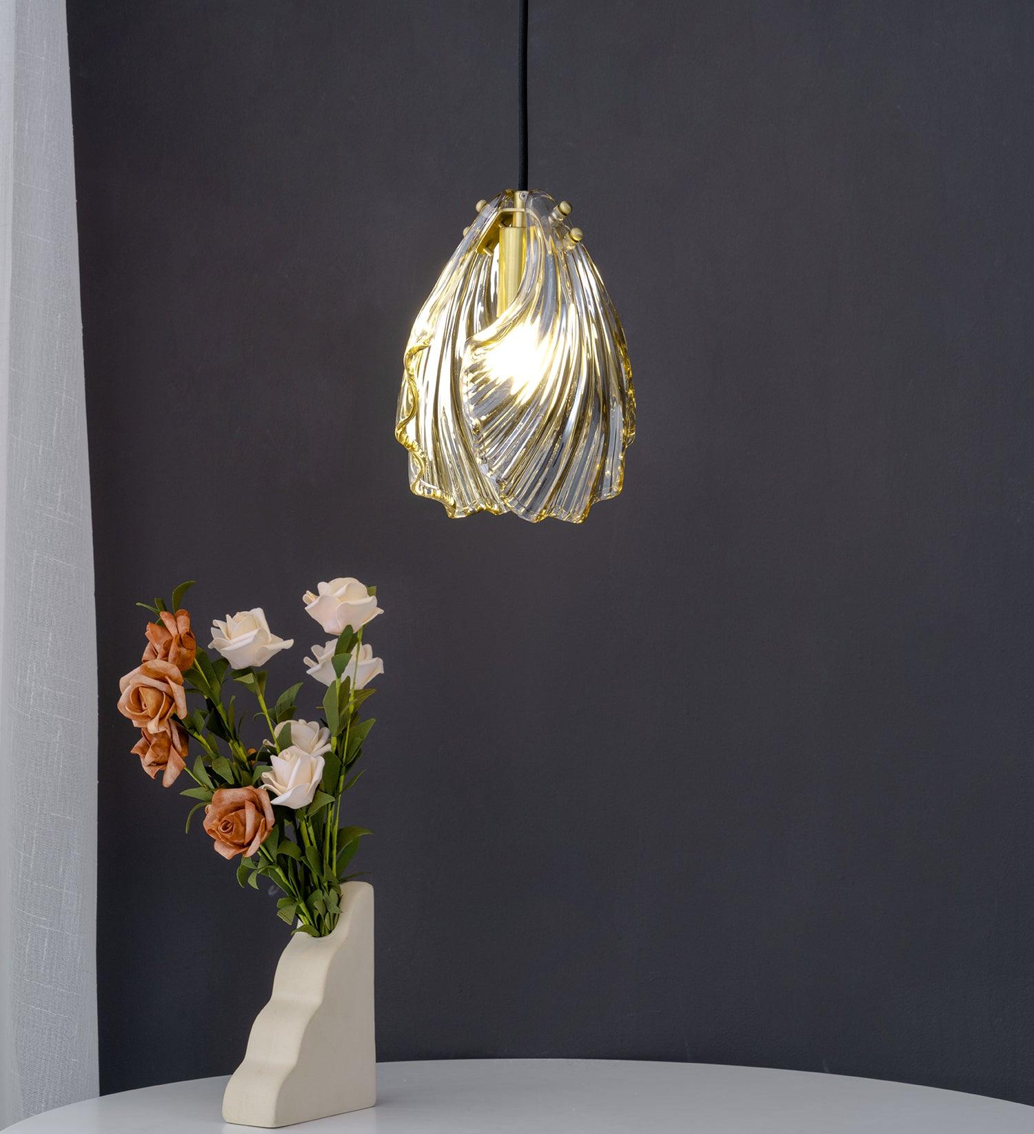 Aurelle Glass and Brass Mini Coastal Shell Pendant Light