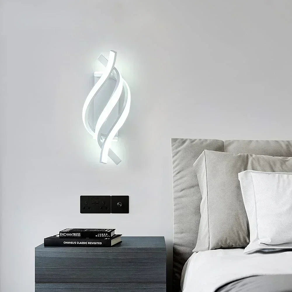 Lyra Spiral Wall Light with Soft Glow and Radiant Accent