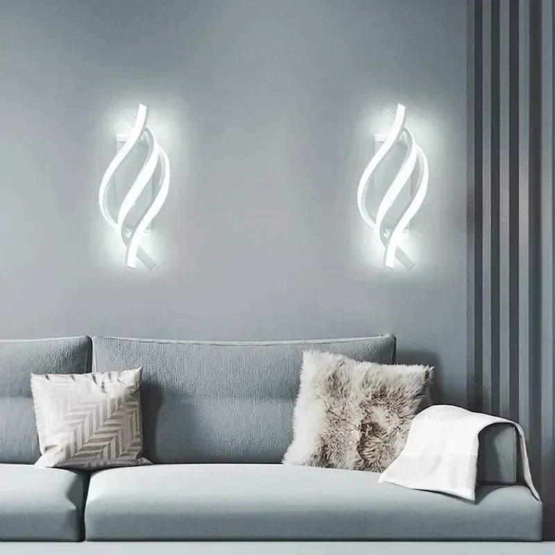 Lyra Spiral Wall Light with Soft Glow and Radiant Accent