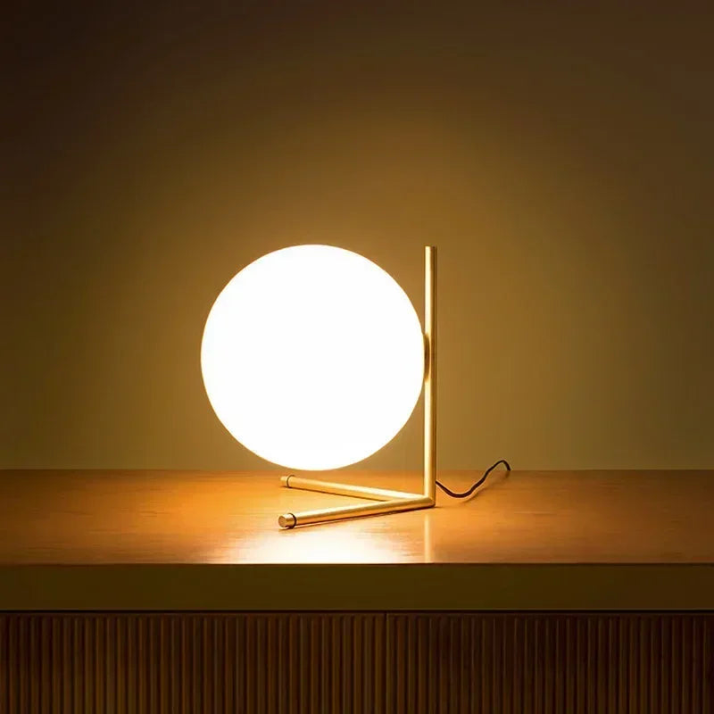 AstraLume Round Glass Table Lamp Modern Minimalist Lighting
