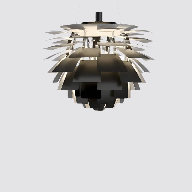 Elara Artichoke Metal Pendant Light With LED Sculpture