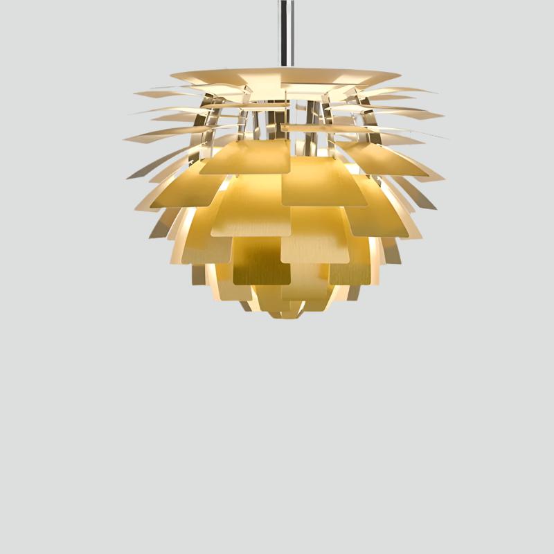 Elara Artichoke Metal Pendant Light With LED Sculpture