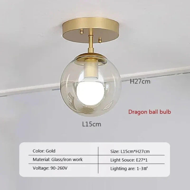NovaGlobe Clear Glass Globe Ceiling Light Mount Minimalist Metal Holder