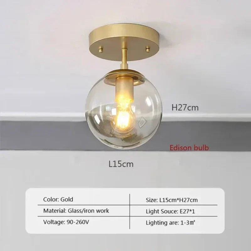 NovaGlobe Clear Glass Globe Ceiling Light Mount Minimalist Metal Holder
