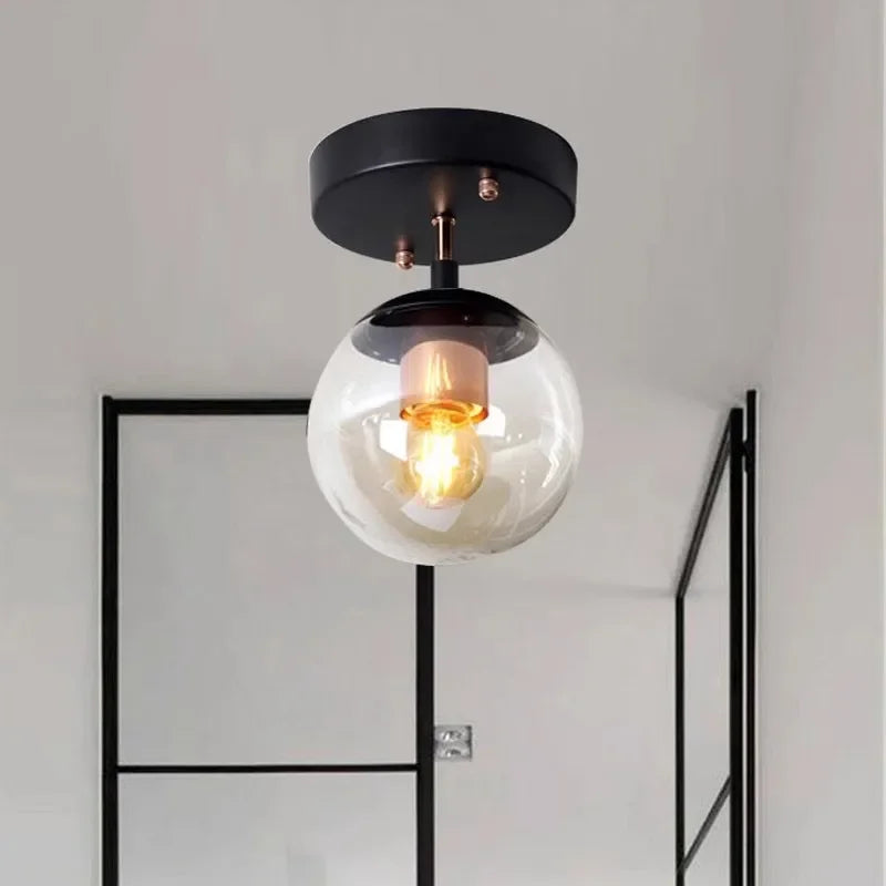 NovaGlobe Clear Glass Globe Ceiling Light Mount Minimalist Metal Holder