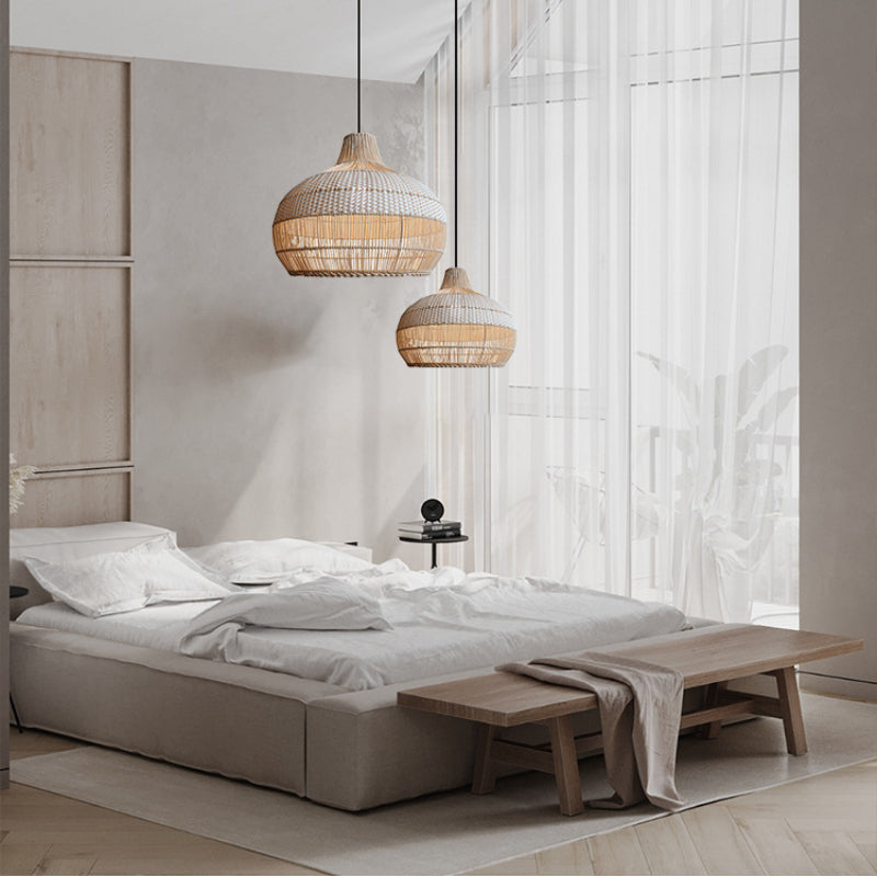 Rivora Rattan Weave Pendant Light Natural Ceiling Glow