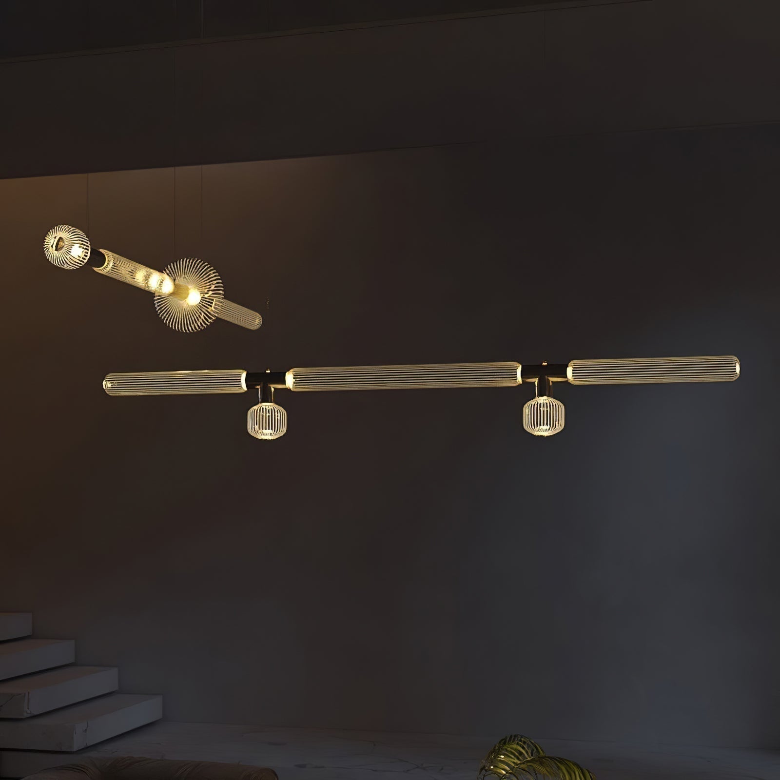 Candeeiro de Teto Lumenara com Cilindros de Cristal Elegantes