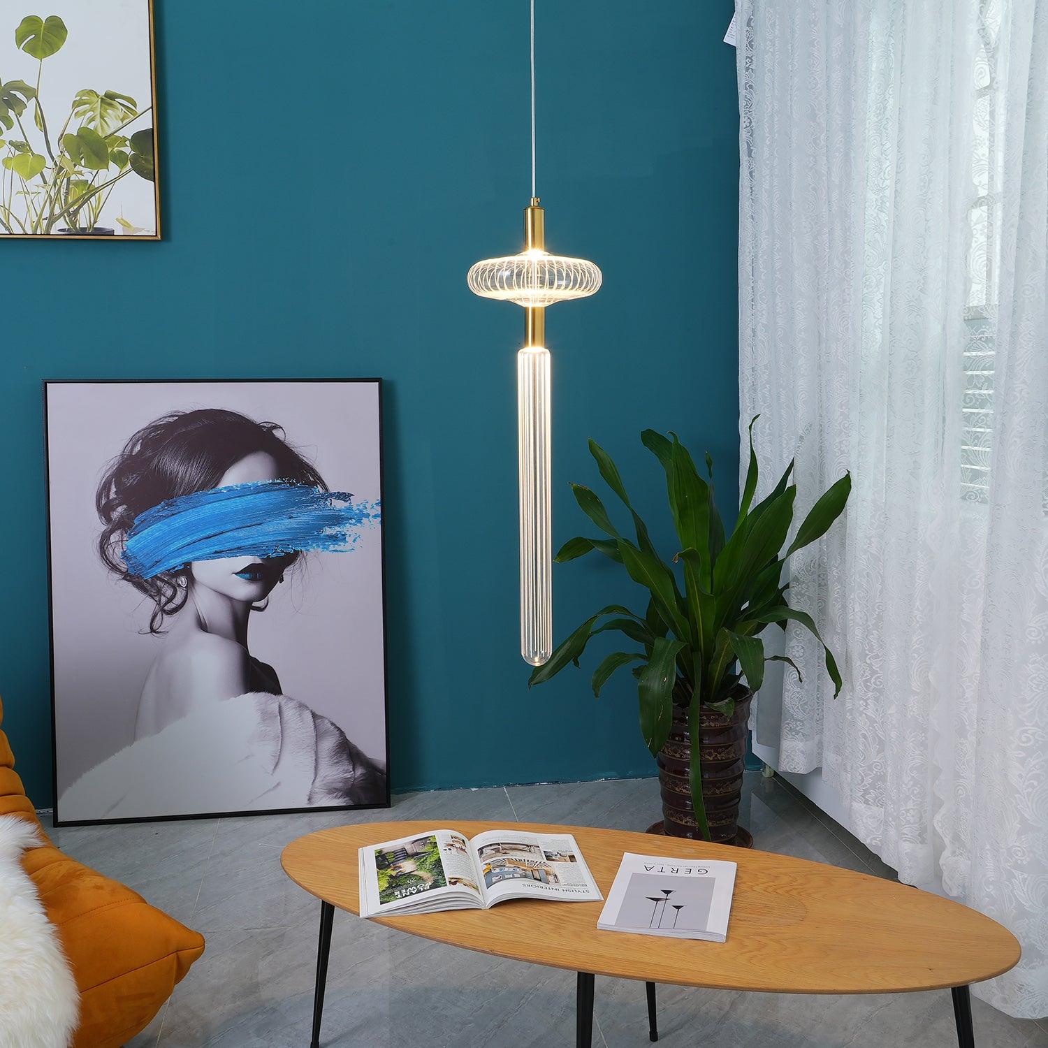 Candeeiro de Teto Lumenara com Cilindros de Cristal Elegantes