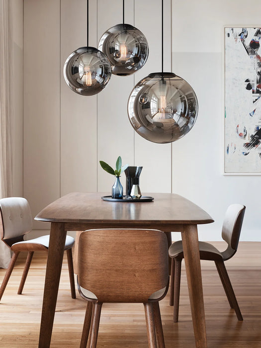 Orbis Glass Sphere Pendant Light Matte Black Accents