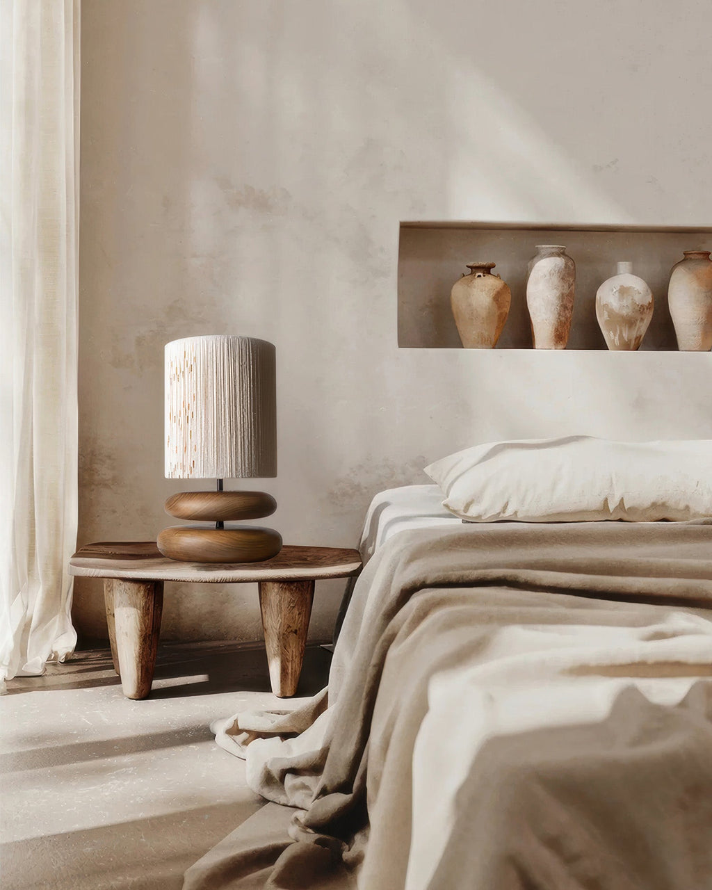 SylvaLume Tranquil Wood Table Lamp With Minimalist Wood Base LED Compatible