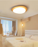 Nyra Nordic Pebble Wood Grain LED Ceiling Light for Scandinavian Interiors