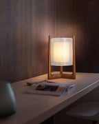 Lyra Grove Floor Lamp With Ash Wood And Needle Wire Cloth Minimal Zen Light