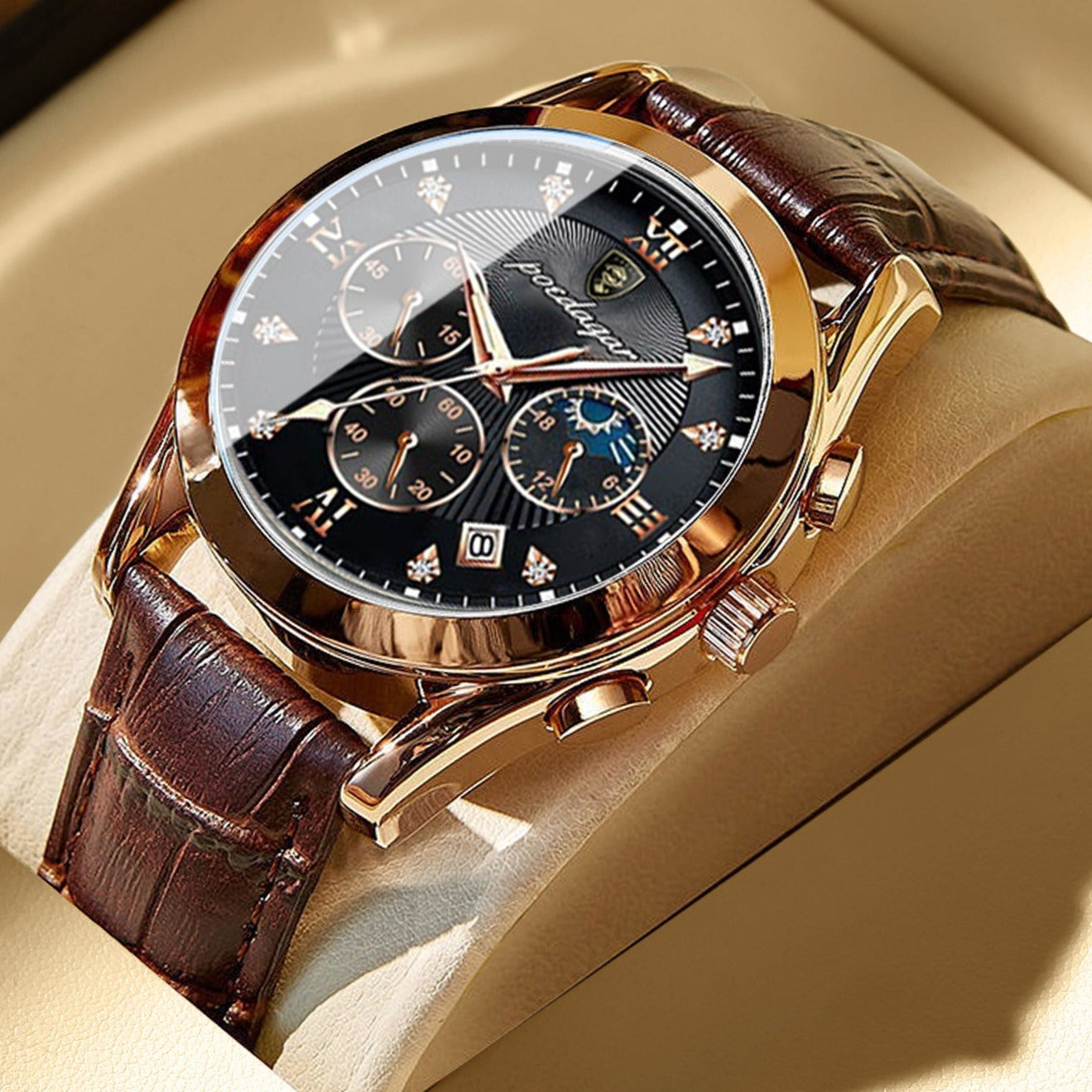 Relógio Onyx Valor com Cristal de Safira e Mostrador Preto para Homem