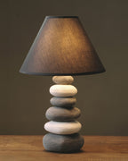 Liora Ambient Fabric Table Lamp With Stone Effect Ceramic Base And Soft Shade