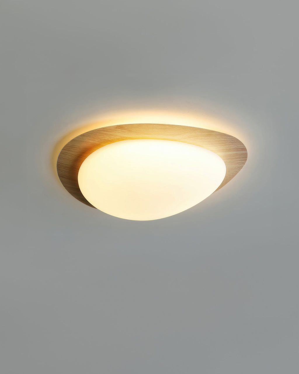 Nyra Nordic Pebble Wood Grain LED Ceiling Light for Scandinavian Interiors
