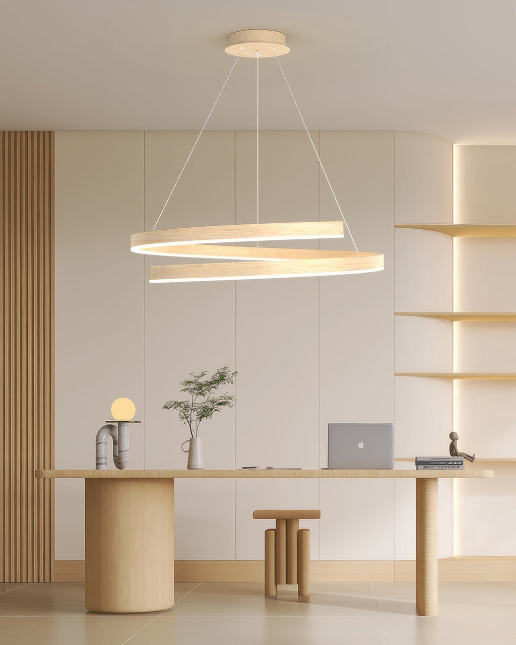 Tavero Mahogany-Style Chandelier With Adjustable Angles And Aluminum Woodgrain