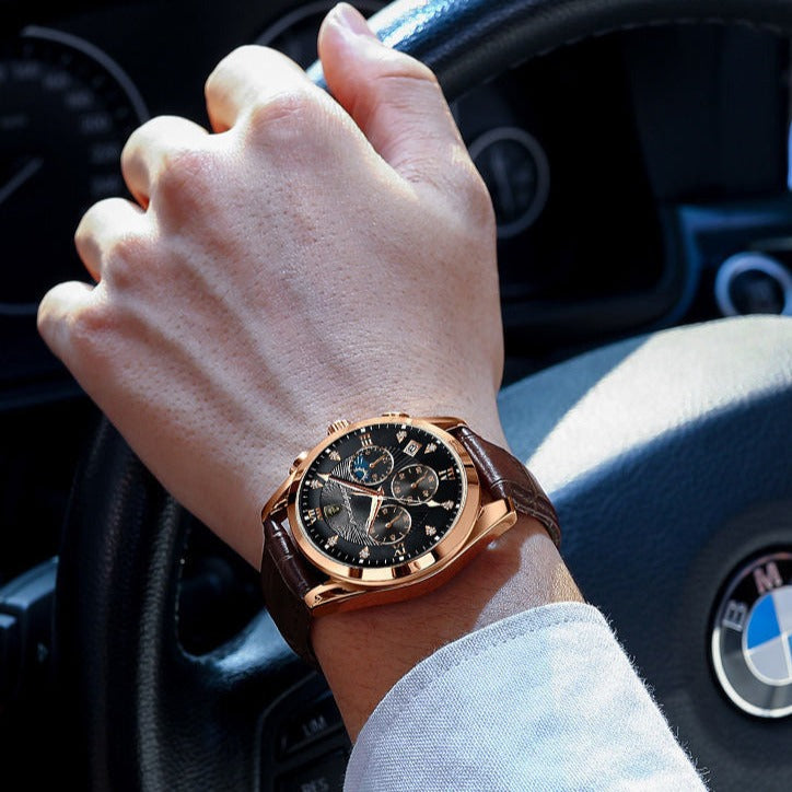 Onyx Valor-klocka med safirglas och svart urtavla för män