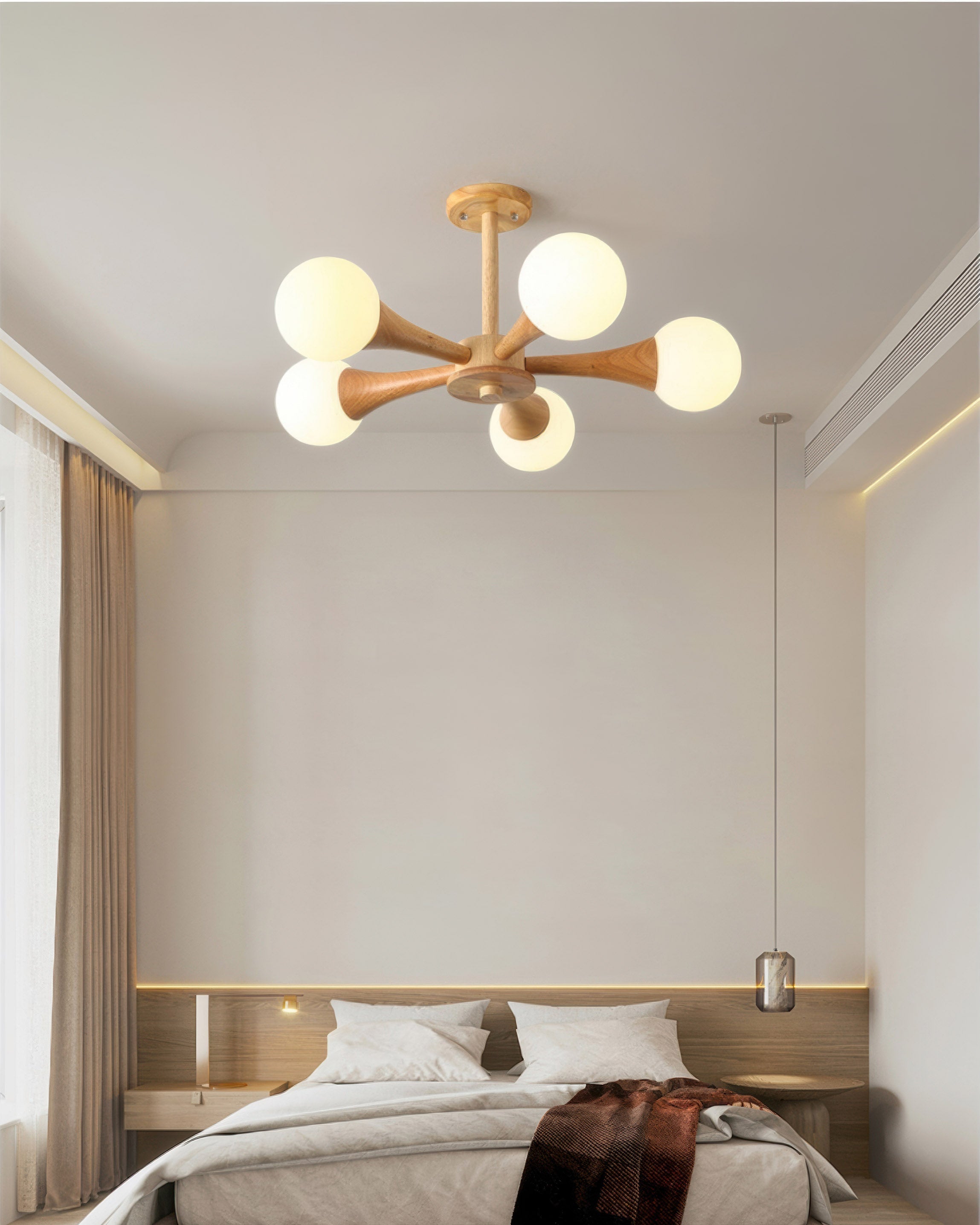 LumaHaven Nordic Walnut Minimalist Pendant Light With Adjustable Warm Glow