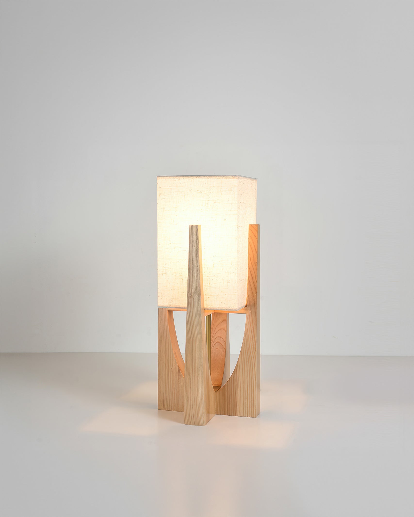 Kairo Seto Walnut Floor Lamp Japanese Inspired With Brass Accents Minimalist