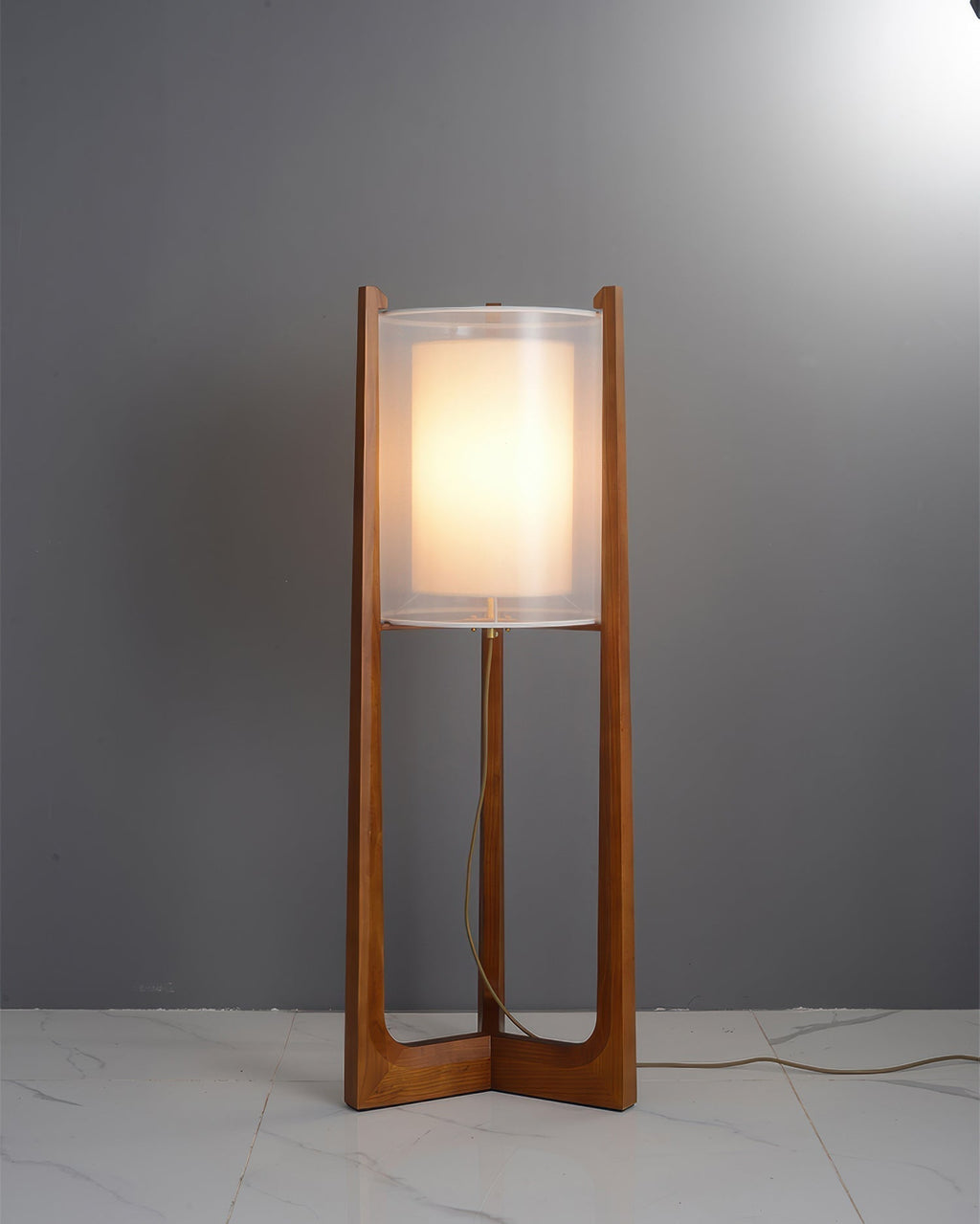 Lyra Grove Floor Lamp With Ash Wood And Needle Wire Cloth Minimal Zen Light