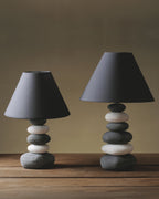 Liora Ambient Fabric Table Lamp With Stone Effect Ceramic Base And Soft Shade
