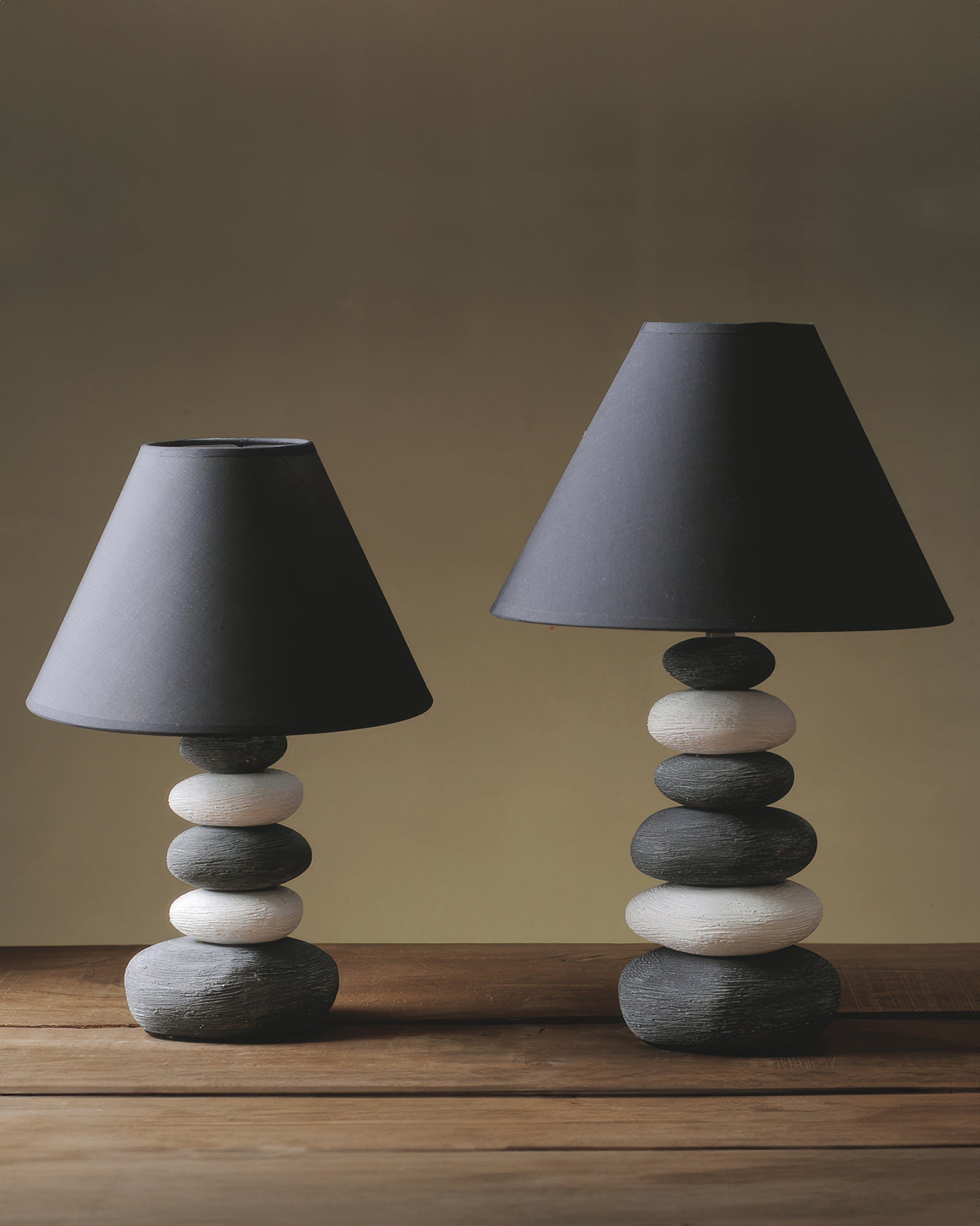 Liora Ambient Fabric Table Lamp With Stone Effect Ceramic Base And Soft Shade