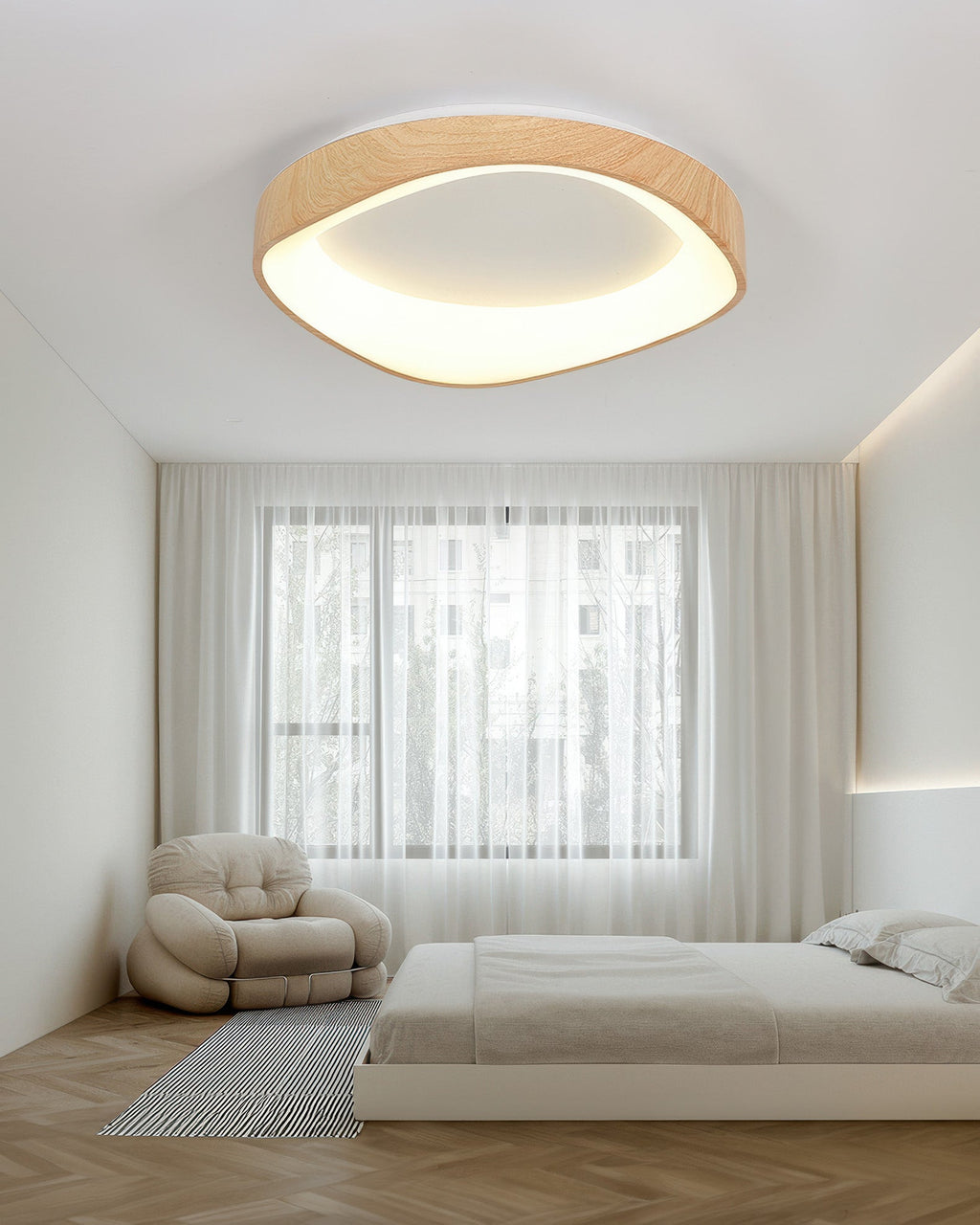 Solvren Nordic Wood Grain LED Ceiling Light For Living Rooms And Bedrooms