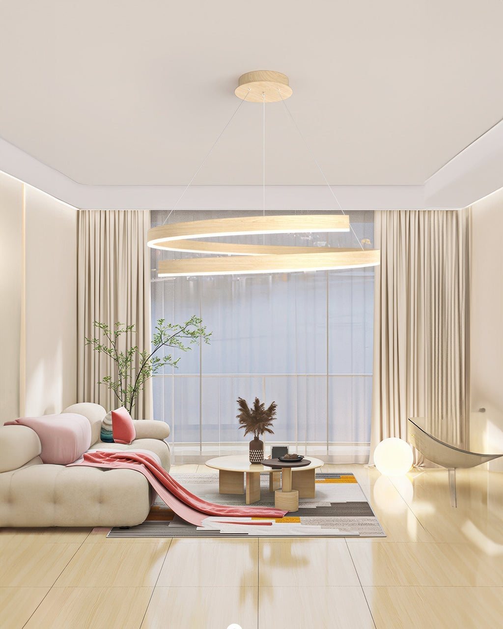 Tavero Mahogany-Style Chandelier With Adjustable Angles And Aluminum Woodgrain