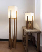 Kairo Seto Walnut Floor Lamp Japanese Inspired With Brass Accents Minimalist