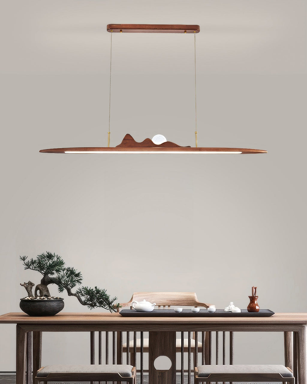 NovaLine Wooden Strip Pendant Light in Wabi Sabi Style