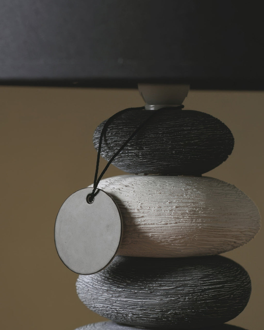 Liora Ambient Fabric Table Lamp With Stone Effect Ceramic Base And Soft Shade