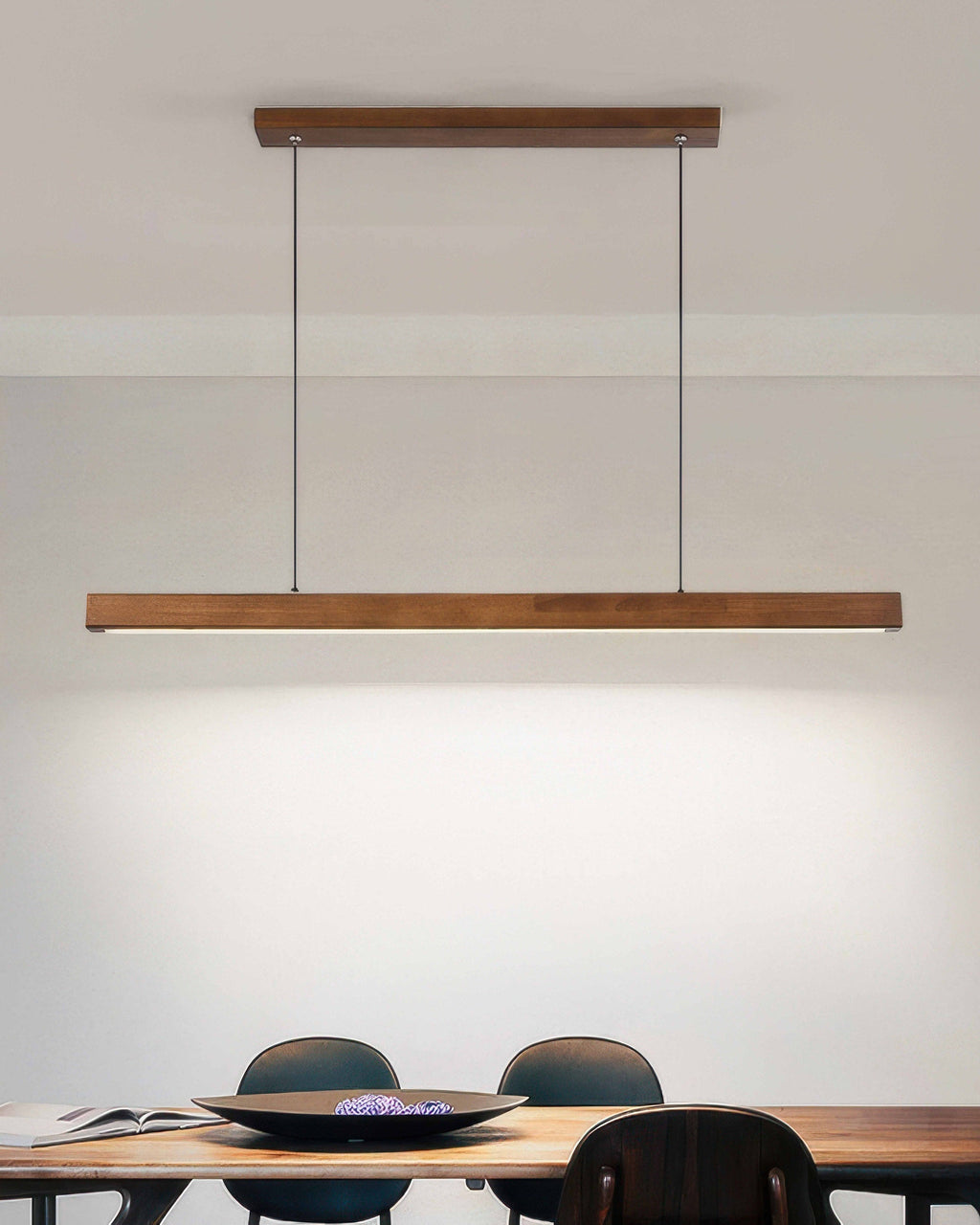Cavell Walnut Minimalist Pendant Light With French Medieval Charm