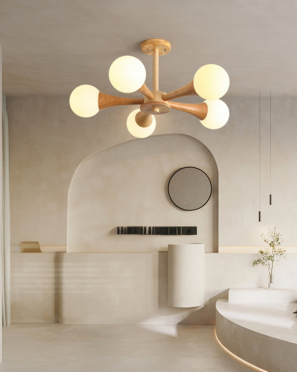 LumaHaven Nordic Walnut Minimalist Pendant Light With Adjustable Warm Glow