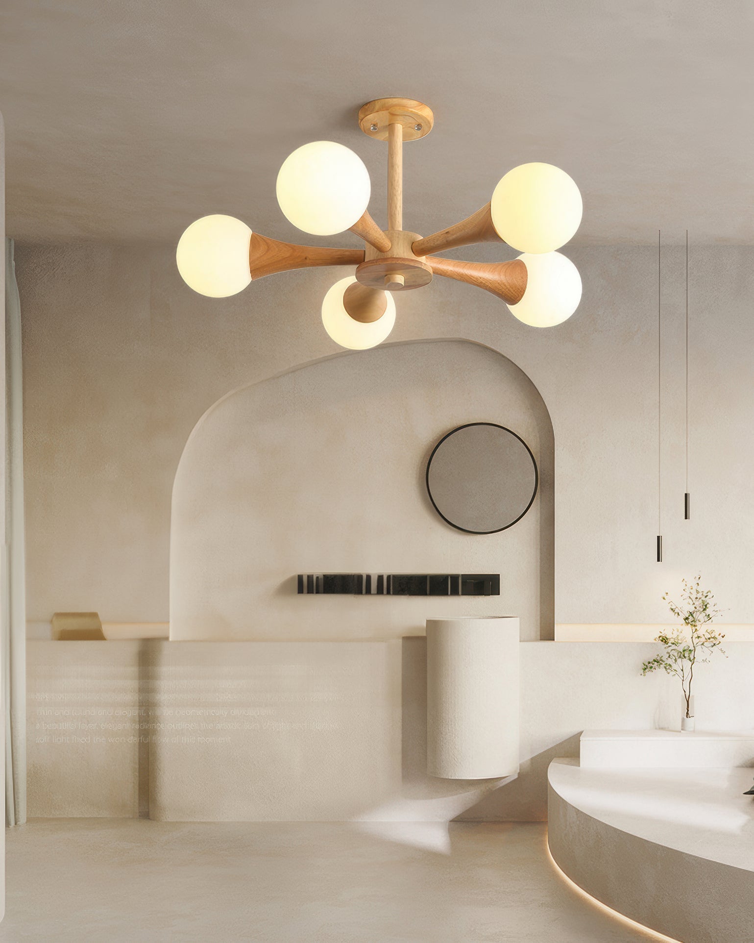 LumaHaven Nordic Walnut Minimalist Pendant Light With Adjustable Warm Glow