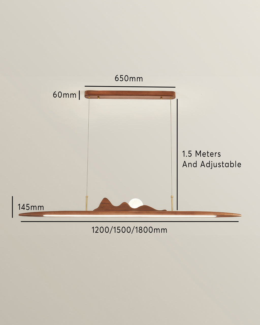 NovaLine Wooden Strip Pendant Light in Wabi Sabi Style