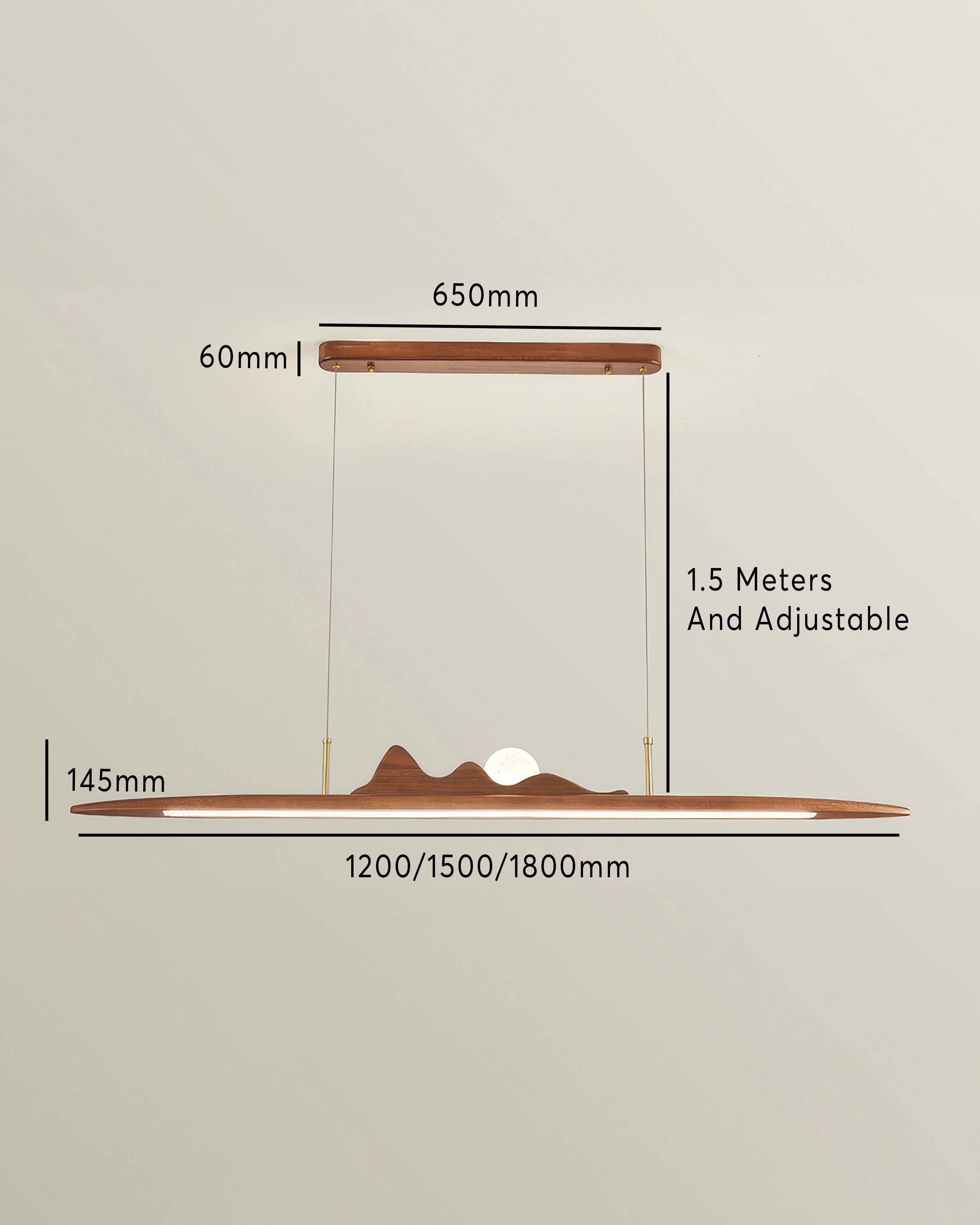 NovaLine Wooden Strip Pendant Light in Wabi Sabi Style